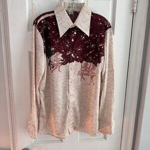 NWT’s Vintage‎ Augie 70's AOP Love Swing Trees Men’s Sz L Body Shirt Disco